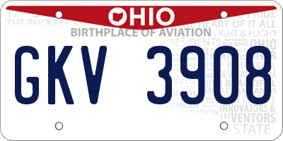 OH license plate GKV3908