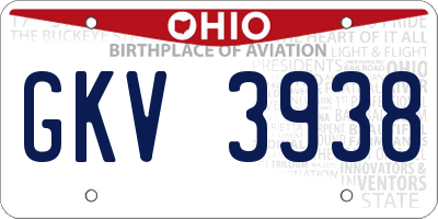 OH license plate GKV3938