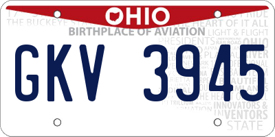 OH license plate GKV3945