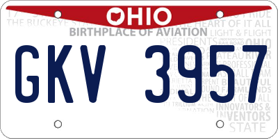 OH license plate GKV3957