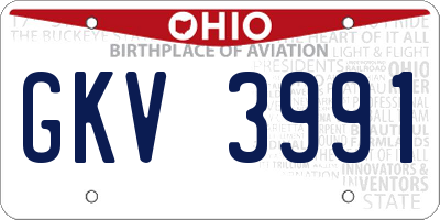 OH license plate GKV3991