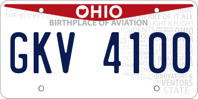 OH license plate GKV4100