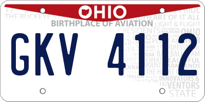 OH license plate GKV4112