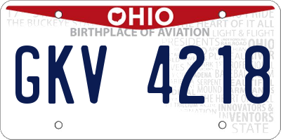 OH license plate GKV4218