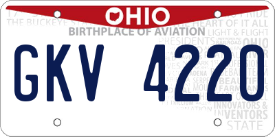 OH license plate GKV4220