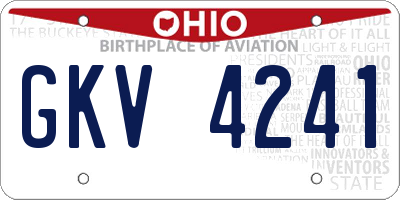 OH license plate GKV4241
