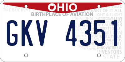 OH license plate GKV4351