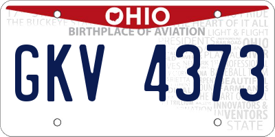 OH license plate GKV4373