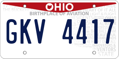 OH license plate GKV4417