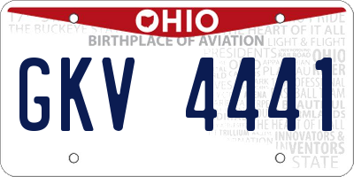 OH license plate GKV4441
