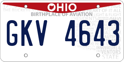 OH license plate GKV4643