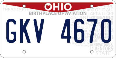 OH license plate GKV4670