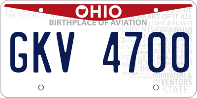 OH license plate GKV4700