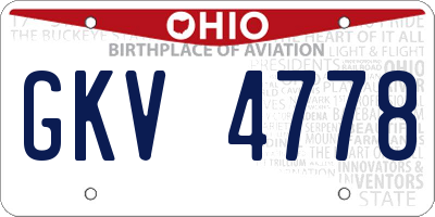 OH license plate GKV4778