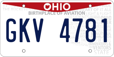 OH license plate GKV4781