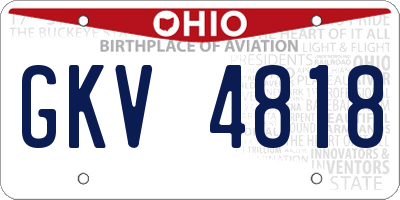 OH license plate GKV4818