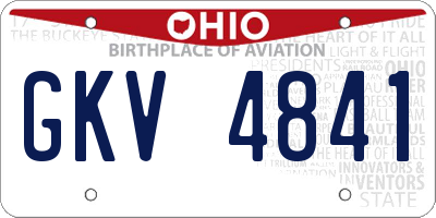 OH license plate GKV4841