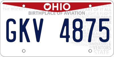 OH license plate GKV4875