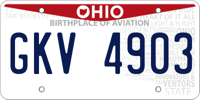 OH license plate GKV4903