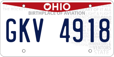 OH license plate GKV4918