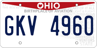 OH license plate GKV4960