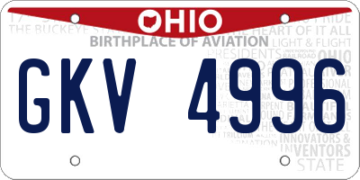 OH license plate GKV4996