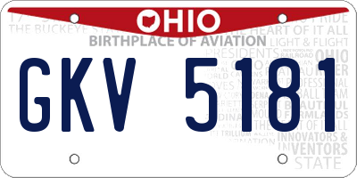 OH license plate GKV5181