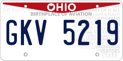 OH license plate GKV5219
