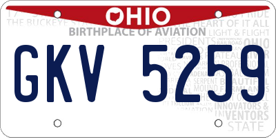 OH license plate GKV5259