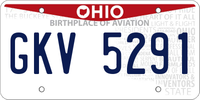 OH license plate GKV5291