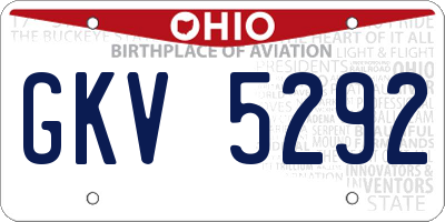 OH license plate GKV5292