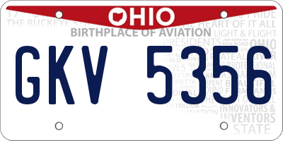 OH license plate GKV5356