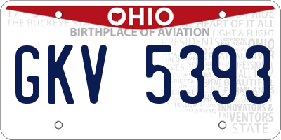 OH license plate GKV5393