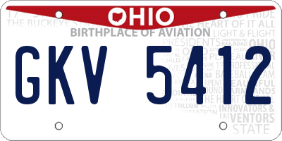 OH license plate GKV5412