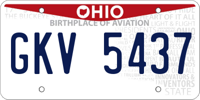 OH license plate GKV5437