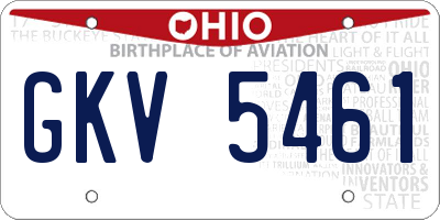 OH license plate GKV5461
