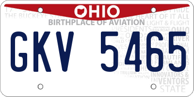OH license plate GKV5465