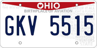 OH license plate GKV5515