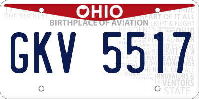 OH license plate GKV5517