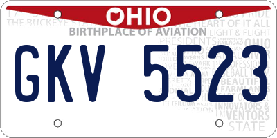 OH license plate GKV5523