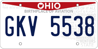 OH license plate GKV5538