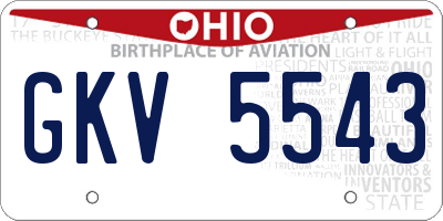 OH license plate GKV5543