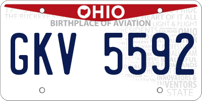 OH license plate GKV5592