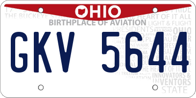 OH license plate GKV5644
