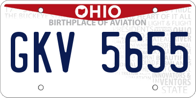 OH license plate GKV5655