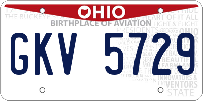 OH license plate GKV5729