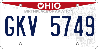 OH license plate GKV5749