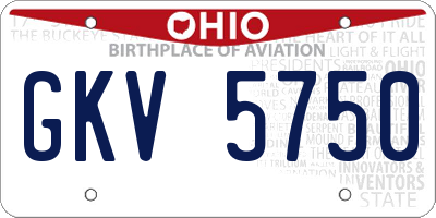 OH license plate GKV5750