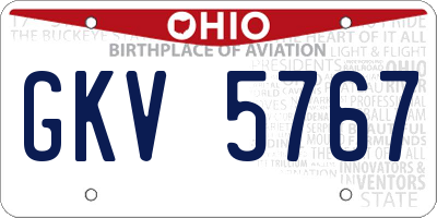 OH license plate GKV5767
