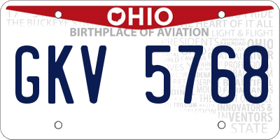 OH license plate GKV5768